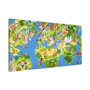 Magnettafel - Kinderzimmer - Great and funny Worldmap - Memoboard Panorama Quer