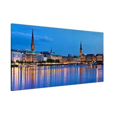 Magnettafel - Hamburg Skyline - Memoboard Panorama Quer