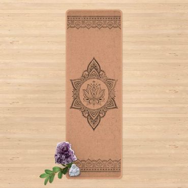 Yogamatte Kork - Mandala Lotus Betonoptik