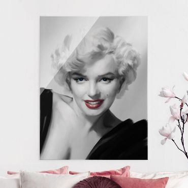 Glasbild - Marilyn auf Sofa - Hochformat 4:3