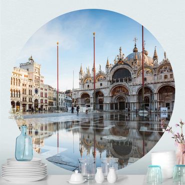 Runde Tapete selbstklebend - Markusplatz in Venedig