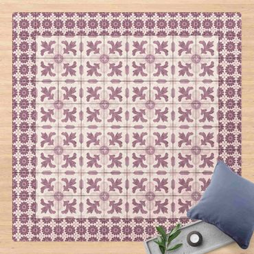 Kork-Teppich - Marokkanische Fliesen mit Ornamenten mit Fliesenrahmen - Quadrat 1:1