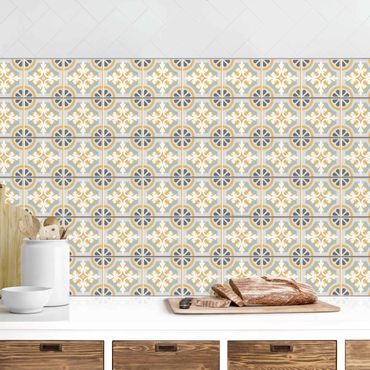 Küchenrückwand - Marokkanische Fliesen in Blau und Ocker II