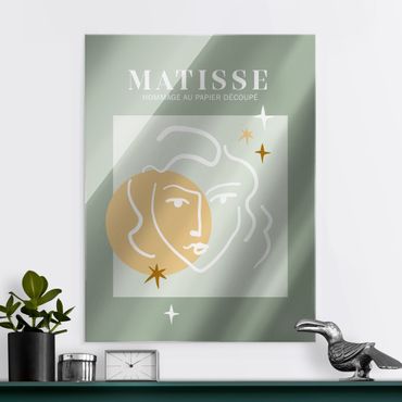 Glasbild - Matisse Interpretation - Gesicht und Sterne - Hochformat 3:4