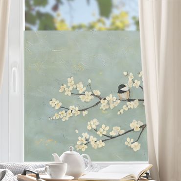 Fensterfolie - Sichtschutz - Meise auf Kirschast - Fensterbilder