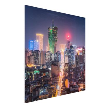 Forex Fine Art Print - Nachtlichter von Macau - Quadrat 1:1
