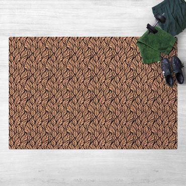 Kork-Teppich - Natürliches Muster große Blätter auf Schwarz - Querformat 3:2