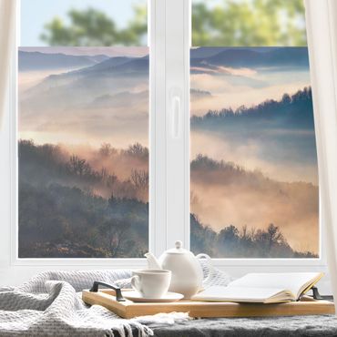 Fensterfolie - Sichtschutz - Nebel bei Sonnenuntergang - Fensterbilder