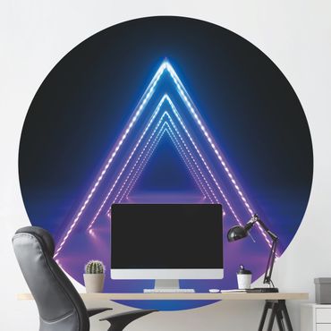 Runde Tapete selbstklebend - Neon Dreieck