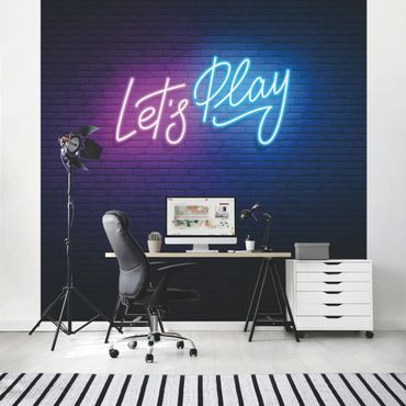 Fototapete - Neon Schrift Let's Play