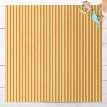 Kork-Teppich - No.YK46 Streifen Gelb Beige - Quadrat 1:1