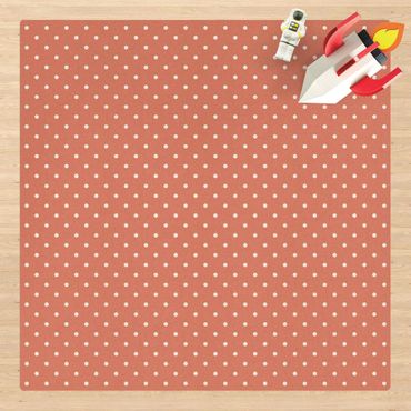Kork-Teppich - No.YK57 Weiße Punkte auf Rosa - Quadrat 1:1