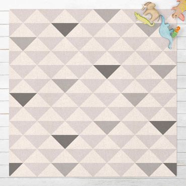 Kork-Teppich - No.YK66 Dreiecke Grau Weiß Grau - Quadrat 1:1