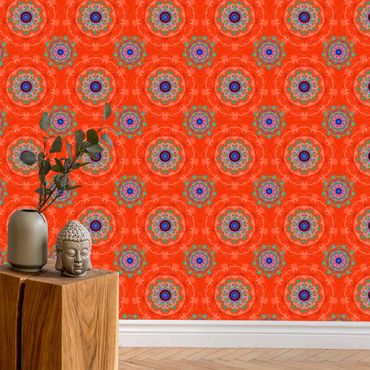 Fototapete - Oranges Mandala Muster - Rolle