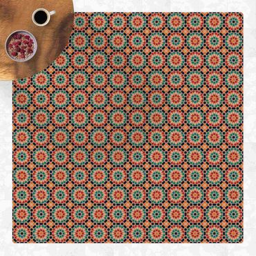 Kork-Teppich - Orientalisches Muster mit bunten Blüten - Quadrat 1:1