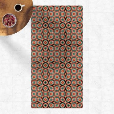 Kork-Teppich - Orientalisches Muster mit bunten Blüten - Hochformat 1:2