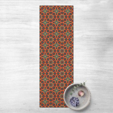 Kork-Teppich - Orientalisches Muster mit bunten Blumen - Hochformat 1:2