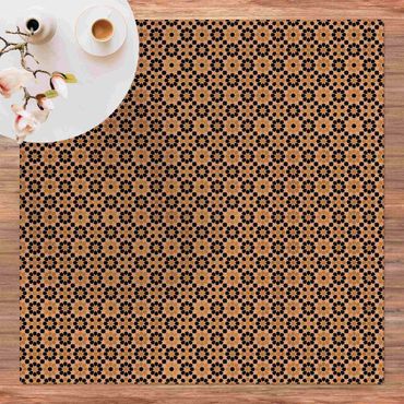 Kork-Teppich - Orientalisches Muster mit goldenen Blüten - Quadrat 1:1
