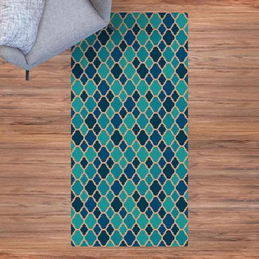 Kork-Teppich - Orientalisches Muster mit türkisen Ornamenten - Hochformat 1:2