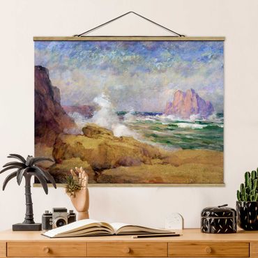 Stoffbild mit Posterleisten - Ozean an der Bucht Malerei - Querformat 4:3
