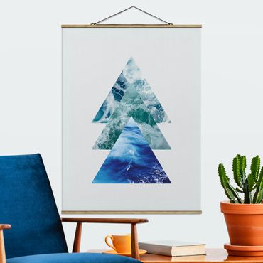 Stoffbild mit Posterleisten - Ozean Dreiecke - Hochformat 3:4