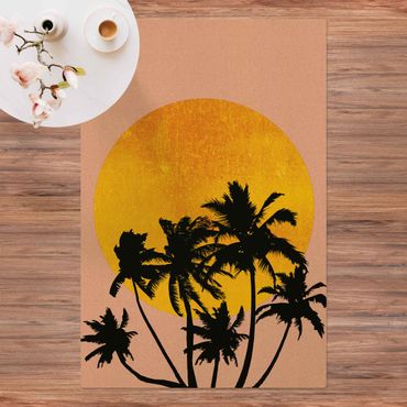 Kork-Teppich - Palmen vor goldener Sonne - Hochformat 2:3