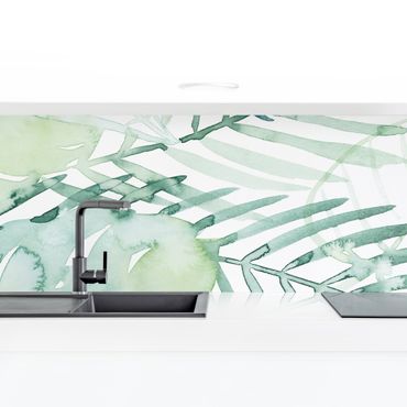 Küchenrückwand - Palmwedel in Wasserfarbe I