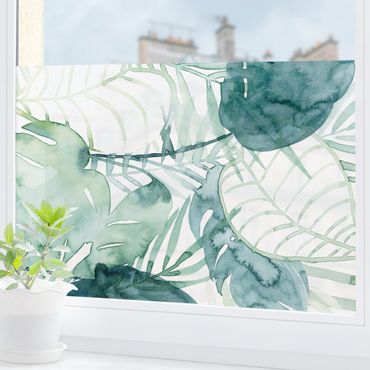 Fensterfolie - Sichtschutz - Palmwedel in Wasserfarbe II - Fensterbilder