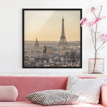Bild mit Rahmen - Paris im Morgengrauen - Quadrat 1:1