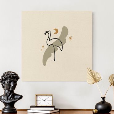 Leinwandbild Natur - Picasso Interpretation - Flamingo - Quadrat 1:1