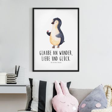 Bild mit Rahmen - Pinguin - Wunder und Glück - Hochformat 3:4