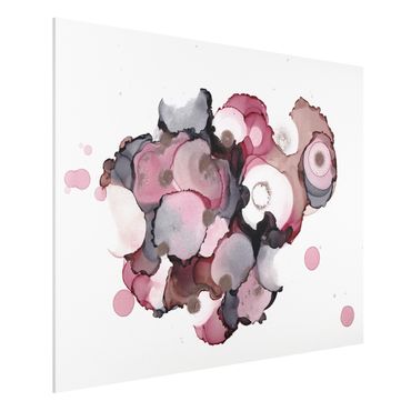 Forex Fine Art Print - Pink-Beige Tropfen mit Roségold - Querformat 4:3