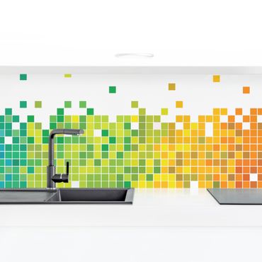 Küchenrückwand - Pixel-Regenbogen
