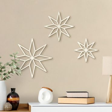 Wanddeko Holz Polygon Sterne Set