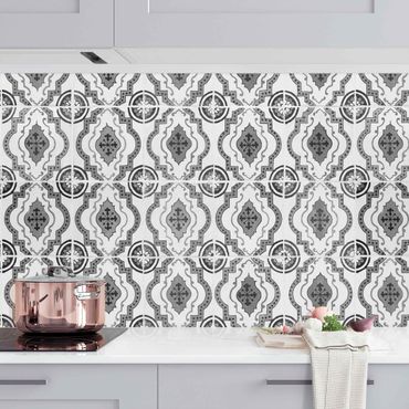 Küchenrückwand - Portugiesische Vintage Keramikfliesen - Mafra Schwarz Weiß