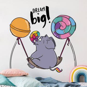 Wandtattoo - Pummeleinhorn - Dream big Elefant