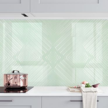 Küchenrückwand - Rautenmuster mit Streifen in Mintgrün II
