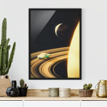 Bild mit Rahmen - Retro Collage - Saturn Highway - Hochformat - 3:4