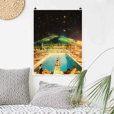 Poster - Retro Collage - Weltraum Pool - Hochformat 3:4