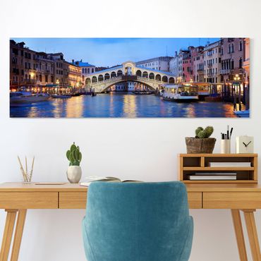 Leinwandbild - Rialtobrücke in Venedig - Panorama 3:1