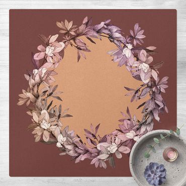Kork-Teppich - Romantischer Blütenkranz Flieder - Quadrat 1:1