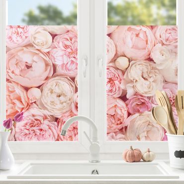 Fensterfolie - Sichtschutz - Rosen Rosé Koralle Shabby - Fensterbilder