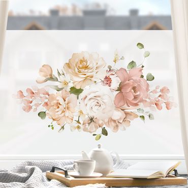 Fensterfolie - Sichtschutz - Rosenbouquet rosa - Fensterbilder