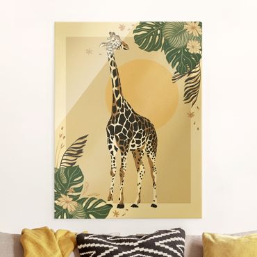 Glasbild - Safari Tiere - Giraffe - Hochformat 3:4