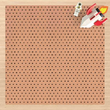Kork-Teppich - Schwarze Tusche Punktemuster - Quadrat 1:1