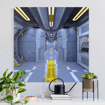 Leinwandbild - Sci-Fi Raumschiff Innenraum - Quadrat - 1:1