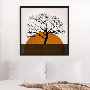 Bild mit Rahmen - Sonne mit Baum - Quadrat 1:1