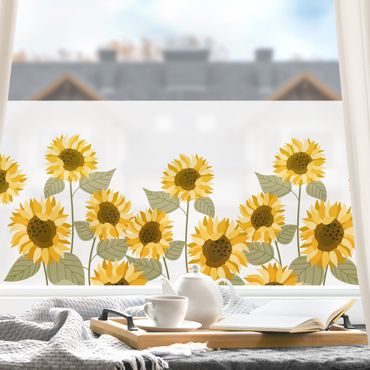 Fensterfolie - Sichtschutz - Sonnenblumen Illustration - Fensterbilder