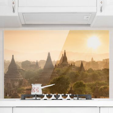 Spritzschutz Glas - Sonnenuntergang über Bagan - Querformat 3:2