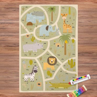 Kork-Teppich - Spielteppich Safari - Die große Vielfalt der Tiere - Hochformat 2:3